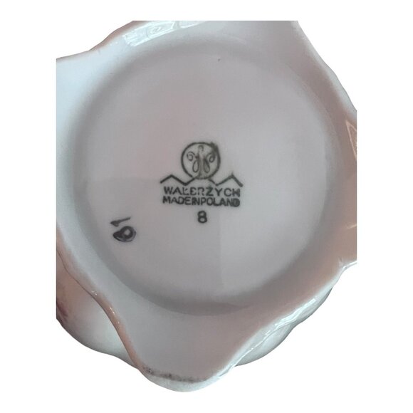 Walbrzych Poland Teapot White Pink Blue Flowers Vines Ribbed - Picture 9 of 9